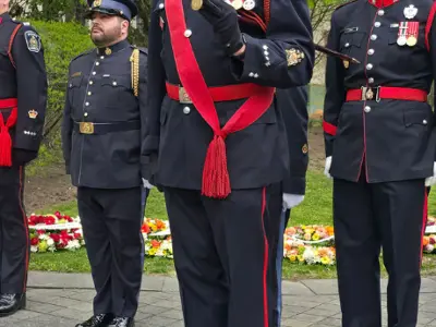 LPS Colour Guard Members standing at attention