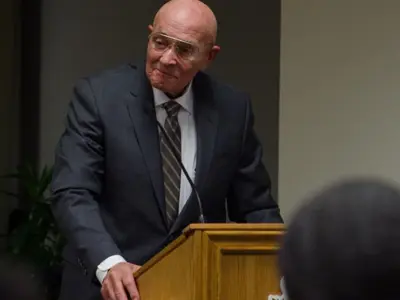 Lewis Coray at podium