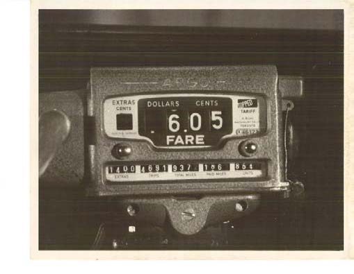 Fare meter on Ivan Wheeler's taxi
