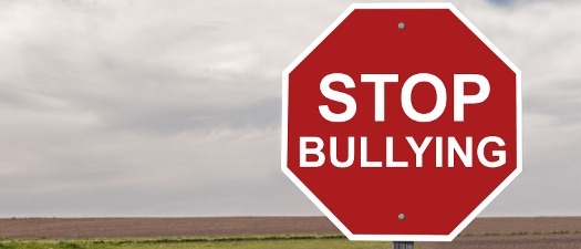 Stop sign with text "stop bullying"