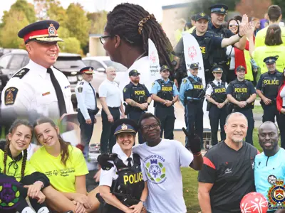 collage of Special Olympics participants and LPS members at Special Olympics Event
