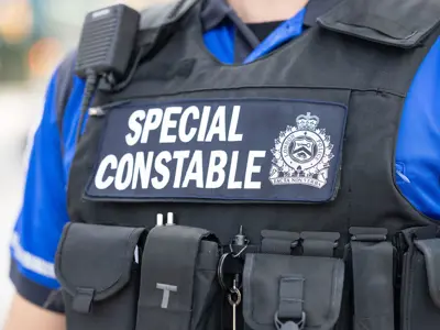 Special Constable ballistic vest and tool belt