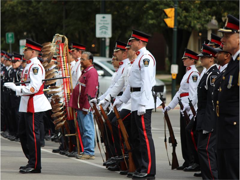 Group of officers standing at attention